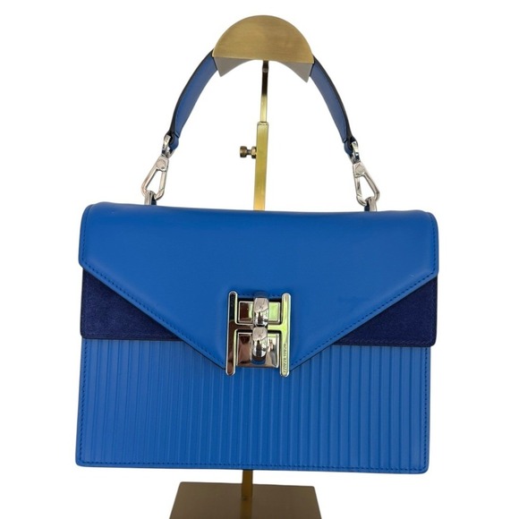 henri bendel Handbags - Henri Bendel Plaza Top Handle Satchel Blue Plaza Leather Suede NWOT Crossbody